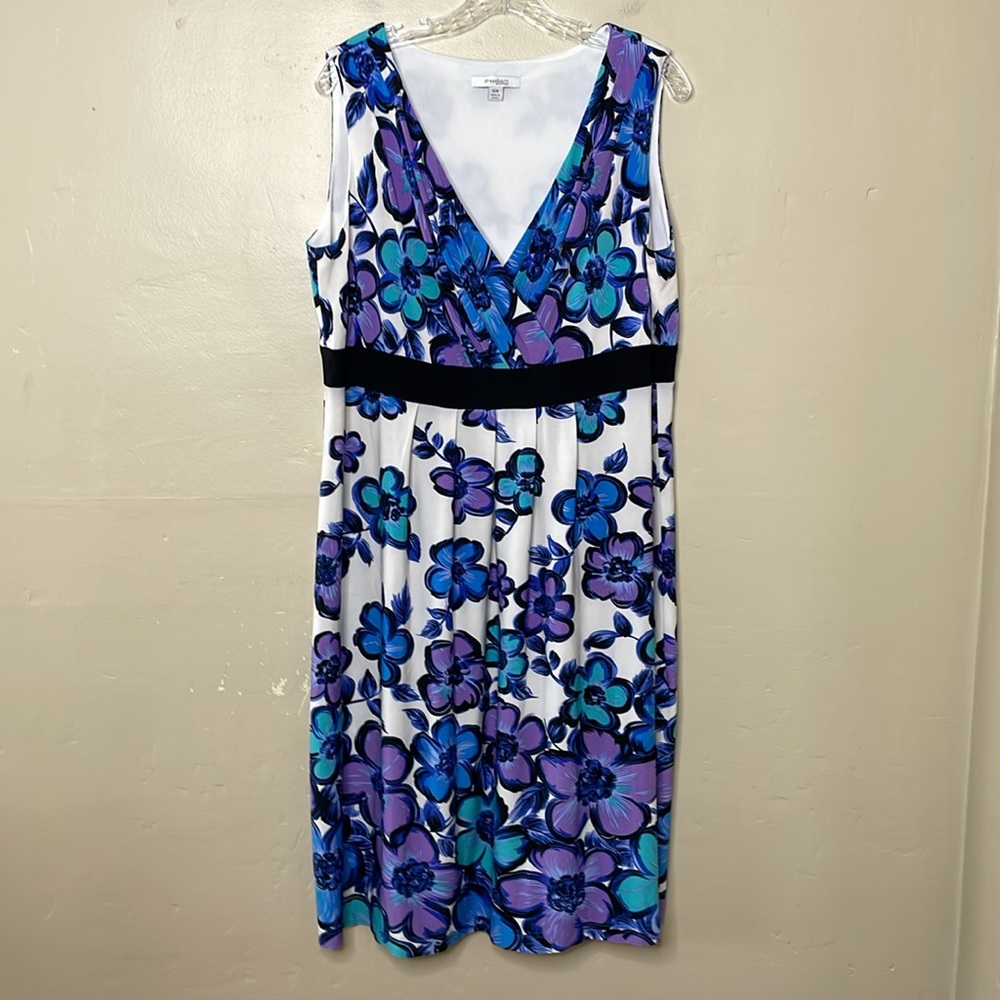 Floral V-Neck Dress in Blue and Purple